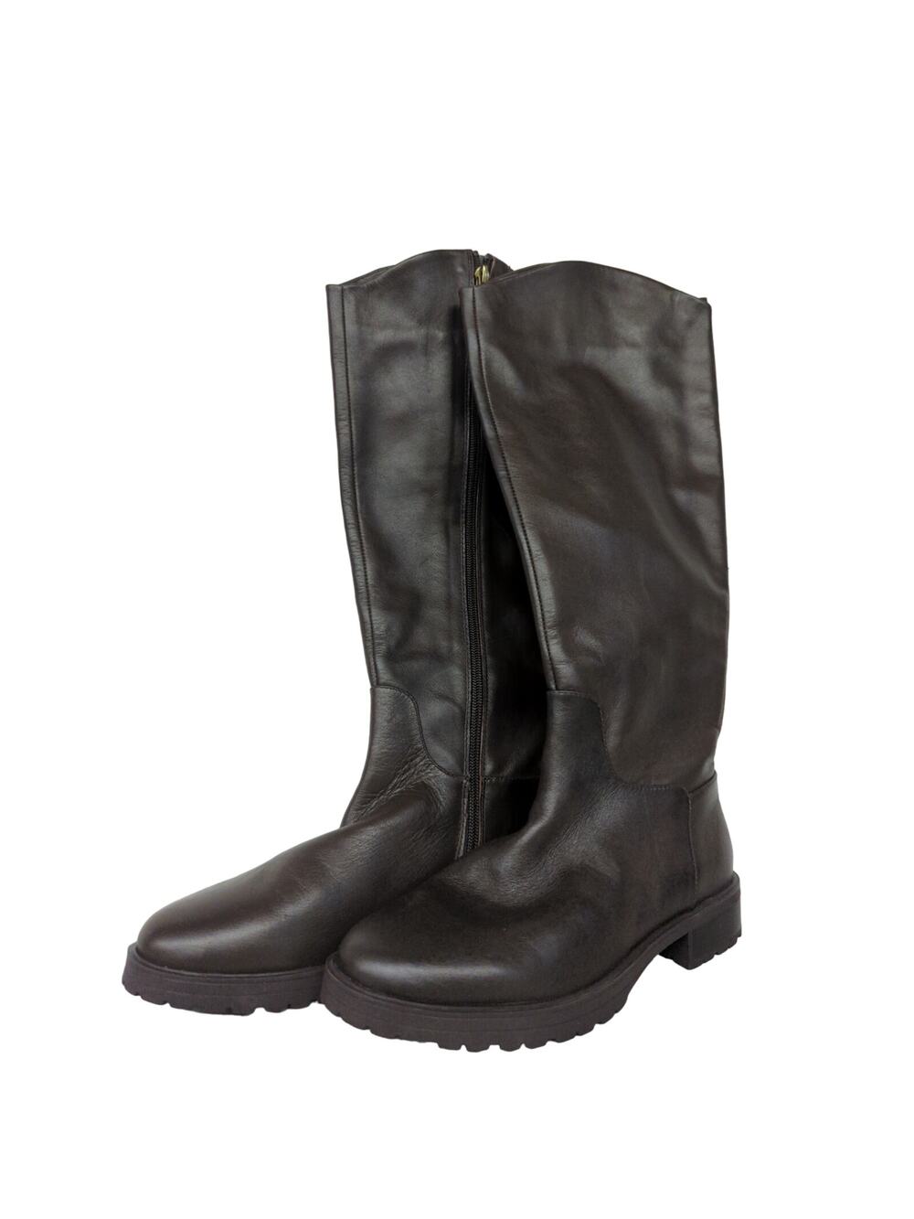 New NORDSTROM Nooliver-lea Leather dark brown boots sz5.5 tall riding equestrian - Picture 1 of 7